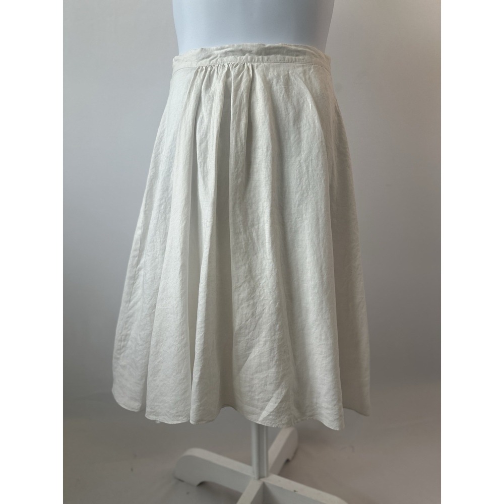 Women's Preston & York Sz: 10 White Linen A Line Skirt (b64) Summer Office Chic